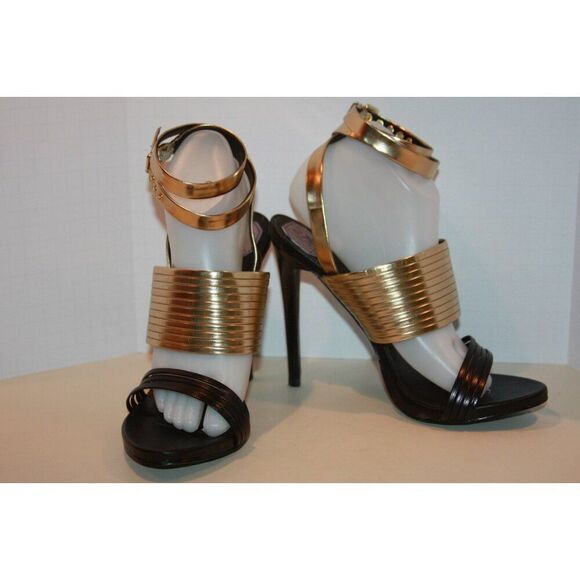DMSX Donald Pliner Women's 9 Metallic Gold and Black Sammy heels - New - Picture 3 of 7